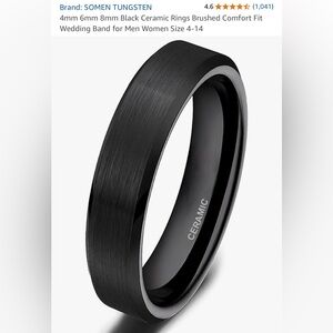NWB SOMEN TUNGSTEN Sleek Black Ring Black Ceramic
